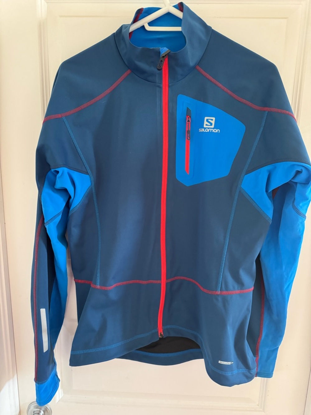 Salomon Bright Blue Softshell Jacket with Red Trim